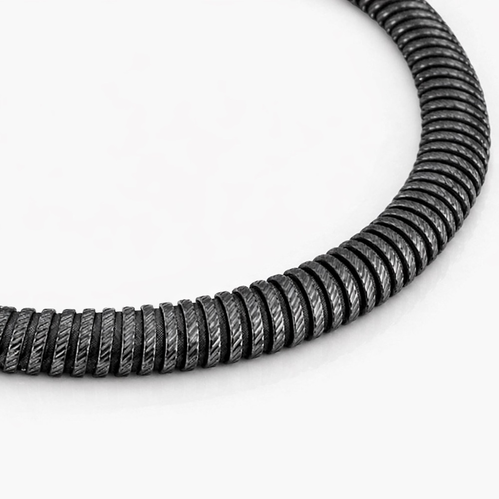 Judith Ripka Black Rhodium Tubogas Collar Necklace Sterling Silver Italy, 18.5” - Picture 2 of 8